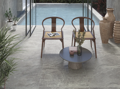 Modern Outdoor Living Space created in Chester using Porcelain Paving