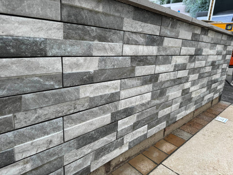 Castille Ordino Grey Porcelain Wall Cladding - 80 x 442mm