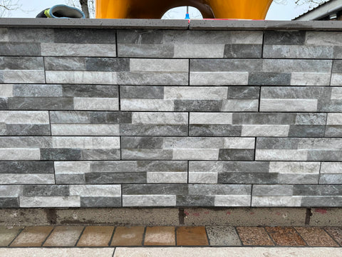 Castille Ordino Grey Porcelain Wall Cladding - 80 x 442mm