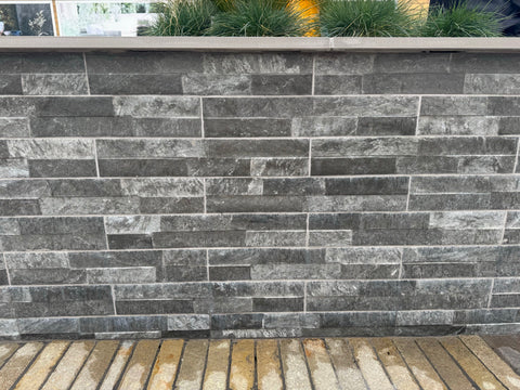 Castille Ordino Black Porcelain Wall Cladding - 80 x 442mm