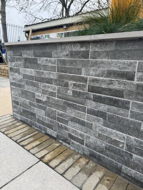 Castille Ordino Black Porcelain Wall Cladding - 80 x 442mm