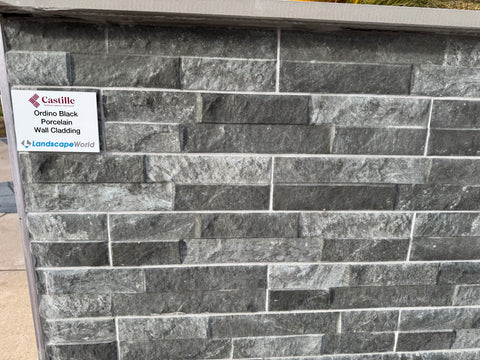 Castille Ordino Black Porcelain Wall Cladding - 80 x 442mm